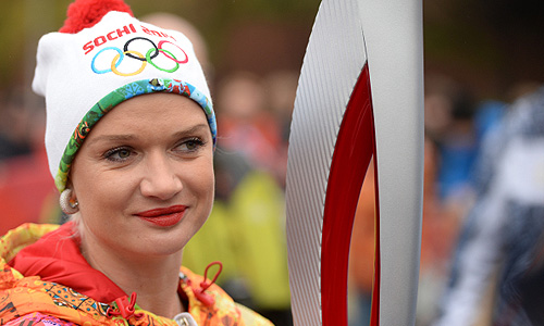 Депутат Госдумы РФ Светлана Хоркина перед эстафетой Олимпийского огня в Москве.
