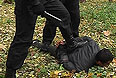 Подозреваемый в убийстве жителя московского района Западное Бирюлево Егора Щербакова Орхан Зейналов во время задержания сотрудниками полиции и СОБР в подмосковной Коломне.