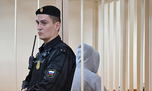 Орхан Зейналов, задержанный по подозрению в убийстве Егора Щербакова в московском районе Бирюлево Западное, на заседании Пресненского суда города Москвы.