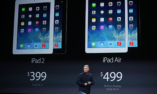 : iPad - $299, iPad mini (Retina Display) - $399, iPad 2    $399, iPad Air - $499.        .
