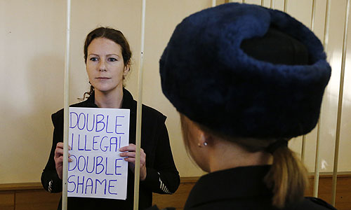 Анна Паула Масьель на заседании Калининского районного суда Санкт-Петербурга, где рассматривается вопрос о продлении ареста активистам Гринпис.