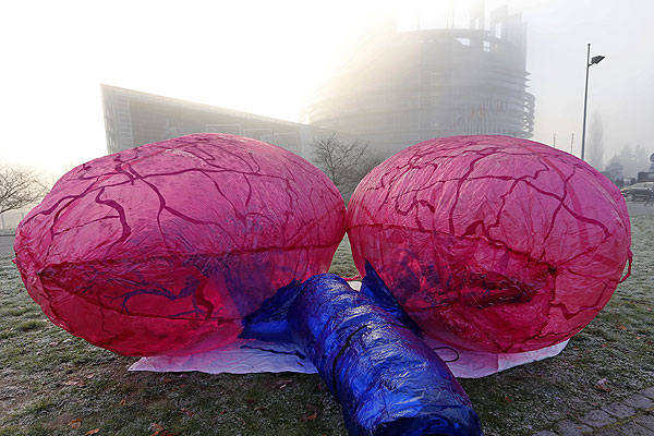 Гигантские надувные легкие появились во вторник на газоне перед зданием Европарламента в Страсбурге. Данная акция призвана привлечь внимание европейского парламента к проблеме загрязнения воздуха.