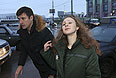 Адвокат Петр Заикин и Мария Алехина на вокзале в Нижнем Новгороде.