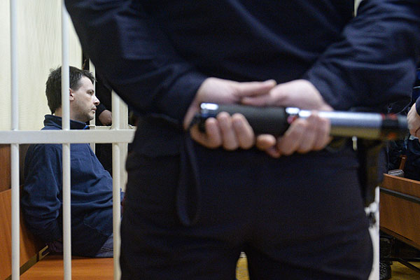 Алексей Кабанов, обвиняемый в убийстве супруги, журналистки Ирины, во время оглашения приговора в Головинском суде Москвы.