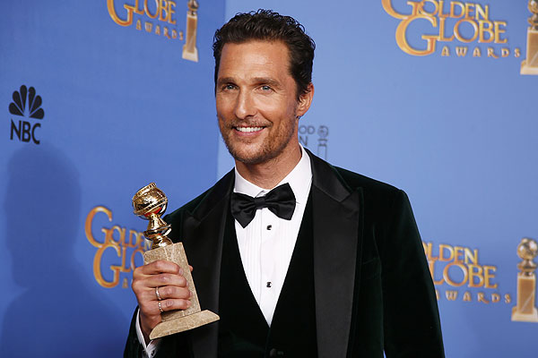 Лучший драматический актер - Мэтью МакКонахи, сыгравший роль умирающего от СПИДа ковбоя в фильме "Далласский клуб покупателей".