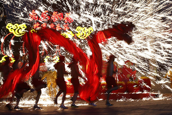 Празднование китайского Нового года в Пекине.