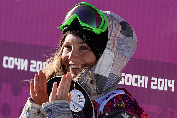 Джейми Андерсон (США) в квалификации слоупстайла на соревнованиях по сноуборду среди женщин на XXII зимних Олимпийских играх в Сочи.