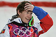Александр Смышляев (Россия) в финале могула на соревнованиях по фристайлу среди мужчин на XXII зимних Олимпийских играх в Сочи.