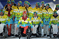 Представители Германии во время парада атлетов и членов национальных делегаций на церемонии открытия XI зимних Паралимпийских игр в Сочи.