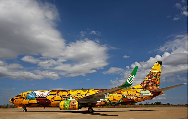 Боинг-737 бразильской авиакомпании Gol, на котором будет перемещаться национальная сборная Бразилии по футболу во время чемпионата мира. 2014
