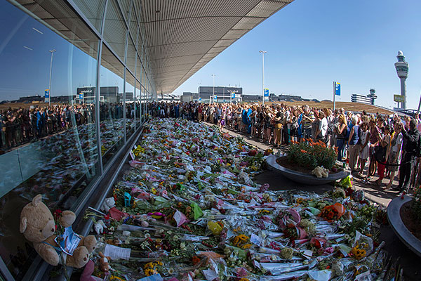 Цветы у входа в аэропорт Схипхол.