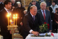 Лидер КПРФ Геннадий Зюганов (в центре) во время прощания с писателем Валентином Распутиным