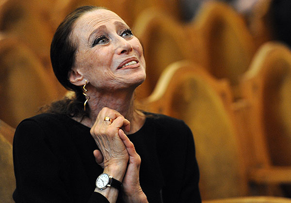 Майя Плисецкая во время церемонии открытия IX Московского пасхального фестиваля, посвященного 65-летию победы в Великой отечественной войне, в Большом зале Консерватории. 2005 год.