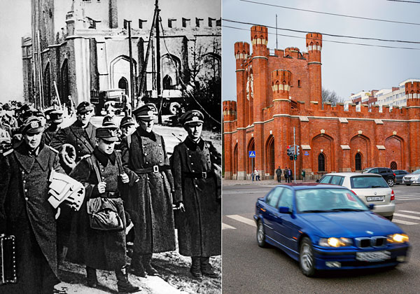 Кенигсберг, 1945 год. Немецкие военнопленные у Королевских ворот.

Калининград. Королевские ворота.