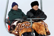 Президент Узбекистана Ислам Каримов и президент Казахстана Нурсултан Назарбаев на горнолыжном курорте Чимбулак.  2001 год.