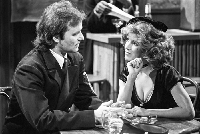 Кэрри Фишер и Билл Мюррей на съемках "Субботним вечером в прямом эфире" (Saturday Night Live). Нью-Йорк, 1978 год.