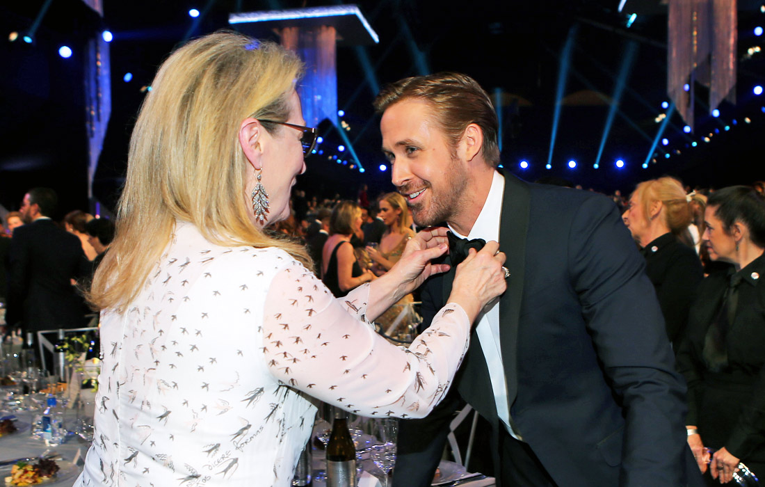 Американская актриса Мерил Стрип и актер Райан Гослинг