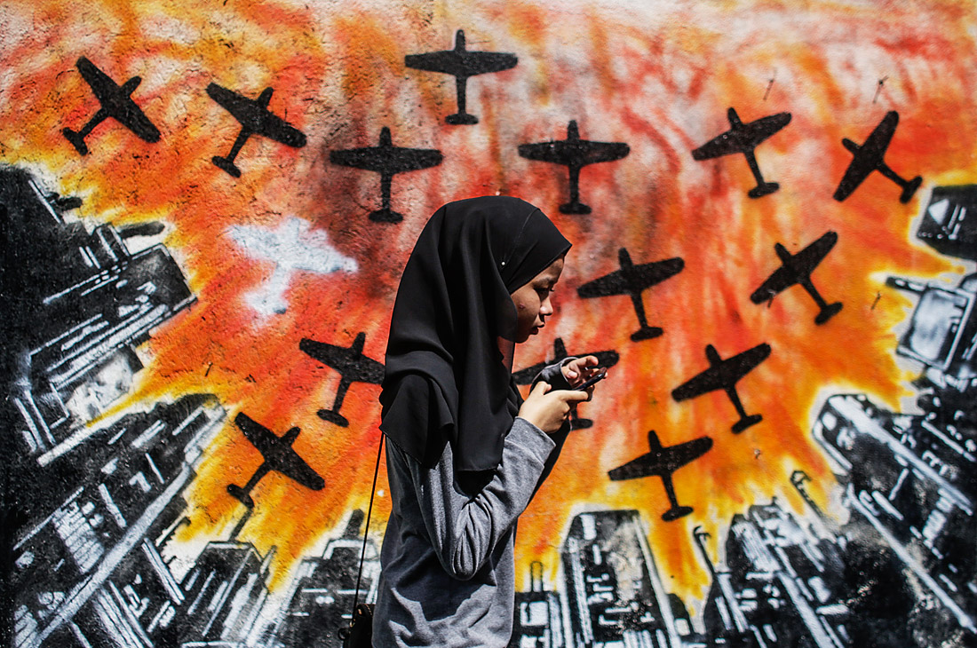 Граффити на улице в Шах Аламе. Малайзия.