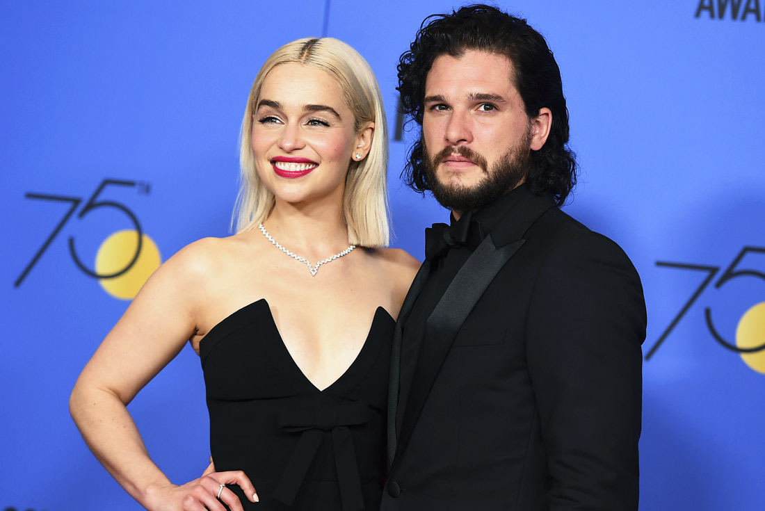 Звезды сериала "Игра престолов" Эмилия Кларк и Кит Харрингтон