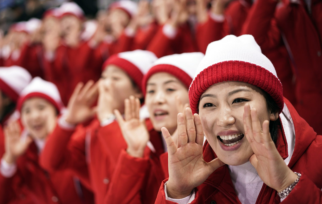 Во время хоккейного матча между командами Швейцарии и объединенной командой Кореи