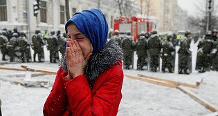 Разгон палаточного городка у стен Рады в Киеве