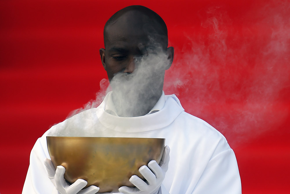 Священник во время мессы в рамках всемирного пастырского конгресса в Дублине. Ирландия.