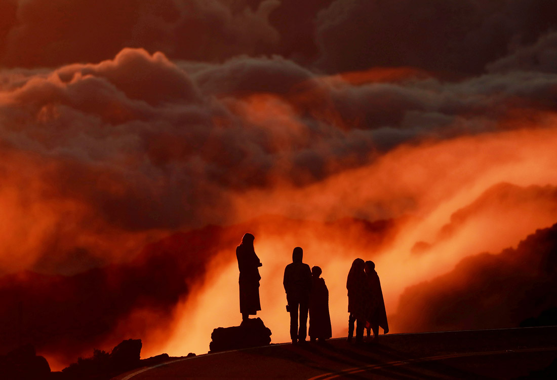 Восход солнца в Национальном парке Халеакала на Гавайях. США.