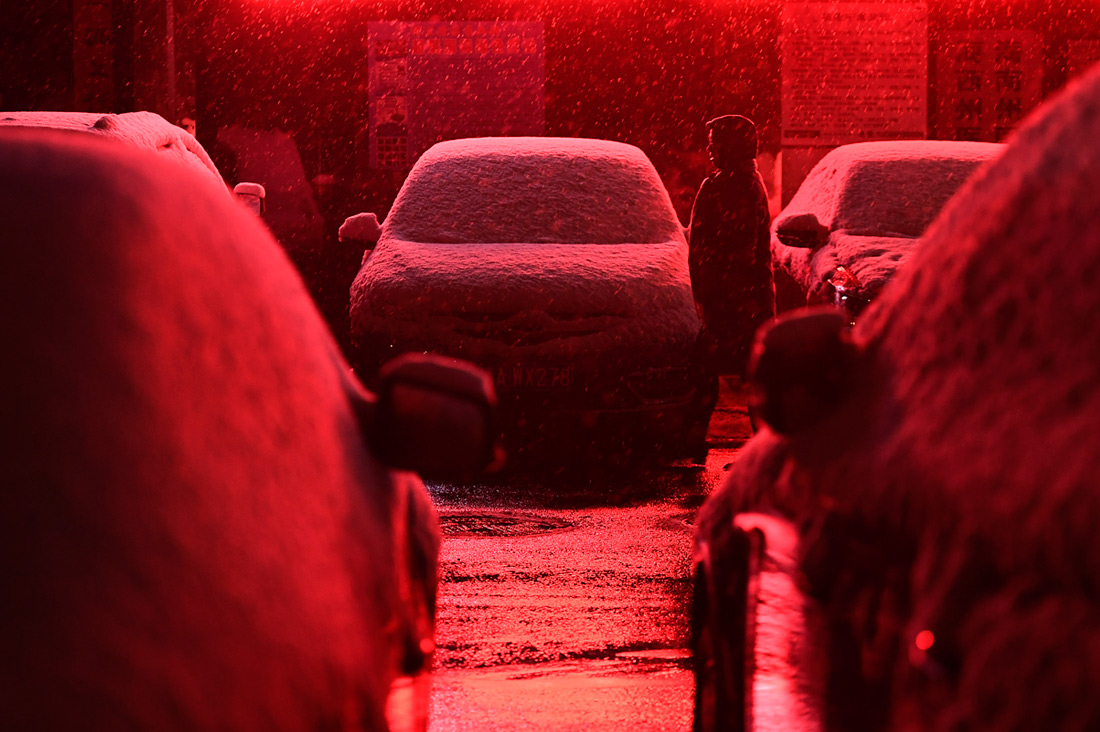 Снегопад в Синине на западе Китая