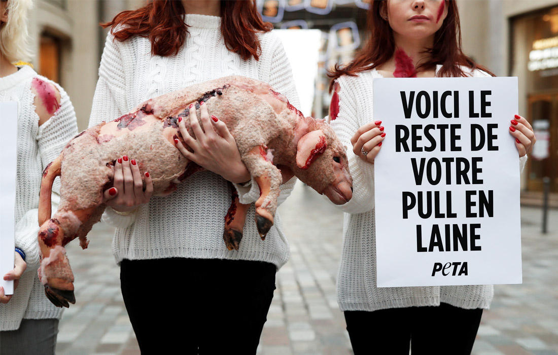 В Париже прошла акция зоозащитников против жестокого обращения с животными