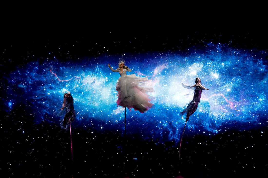 Представительница Австралии Кейт Миллер-Хайдке на генеральной репетиции перед первым полуфиналом "Евровидения" в Тель-Авиве
