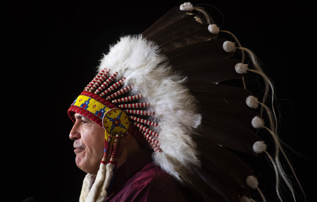 Глава Ассамблеи первых наций Перри Беллегард в Канаде