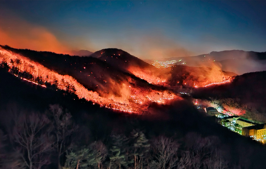 Лесной пожар вспыхнул в южнокорейском уезде Ульджу