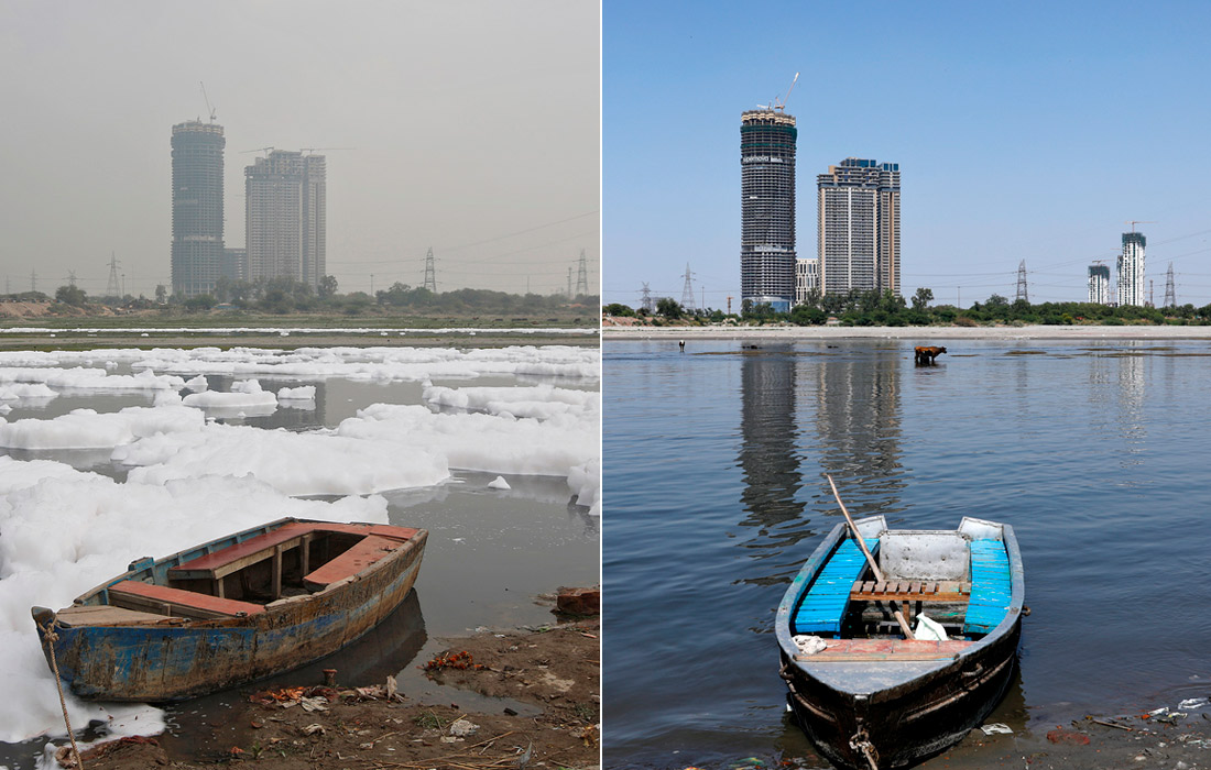 В Индии снизился уровень загрязнения воздуха. На шестой по счету день карантина в столице страны Дели, которую в прошлом году признавали мегаполисом с самым загрязненным воздухом в мире, показалось голубое небо.