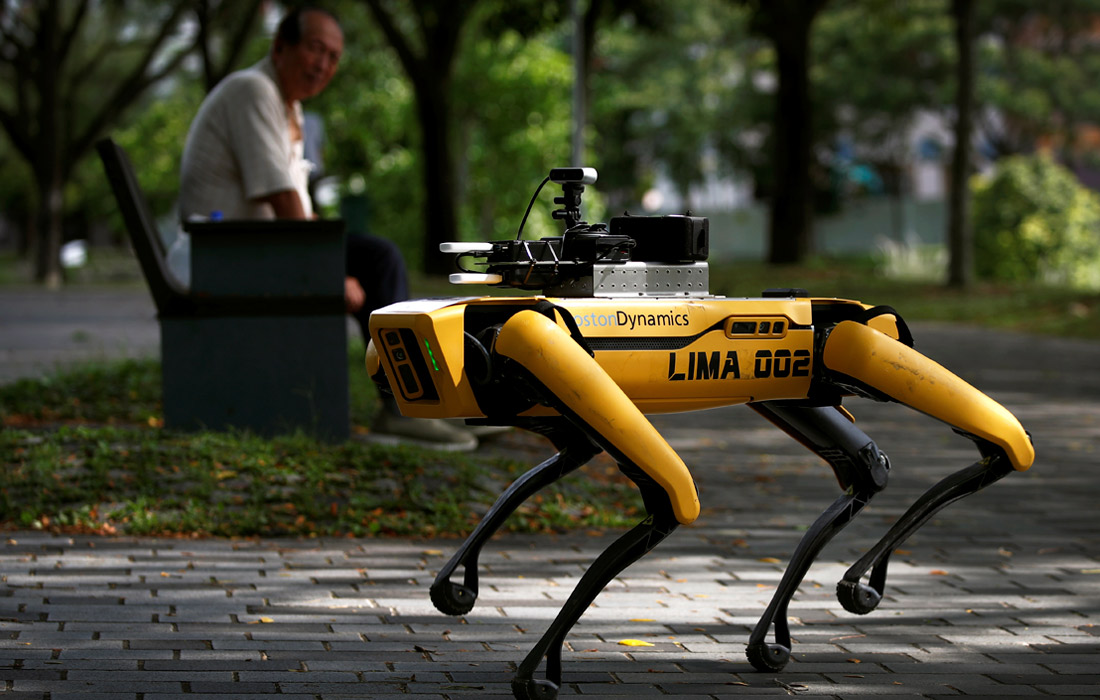 В Сингапуре проводят тестирование робота-собаки Spot компании Boston Dynamics для помощи в борьбе с коронавирусной инфекцией