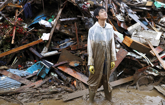 Последствия наводнения в Японии