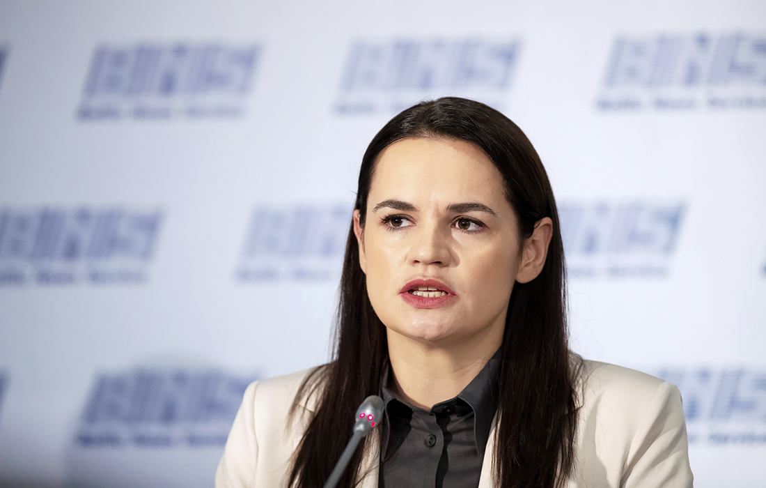 Кандидат в президенты от белорусской оппозиции Светлана Тихановская дала пресс-конференции в Вильнюсе