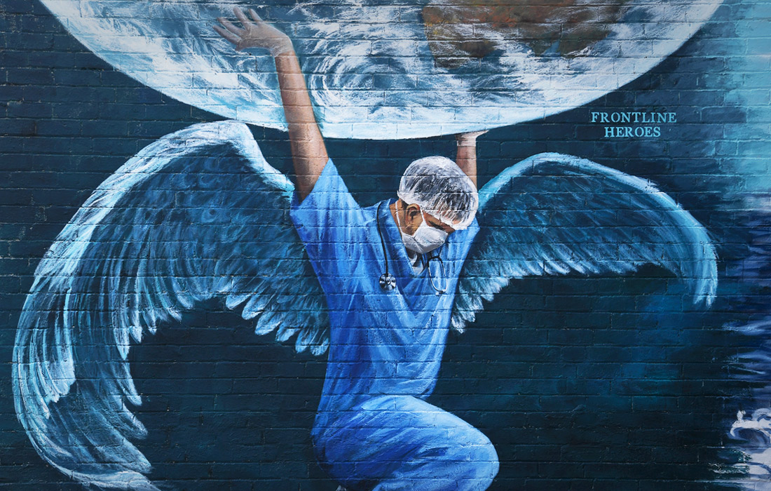 26 августа. Подвиг медицинских работников в период пандемии коронавируса вдохновил уличных художников Мельбурна на новые работы.
