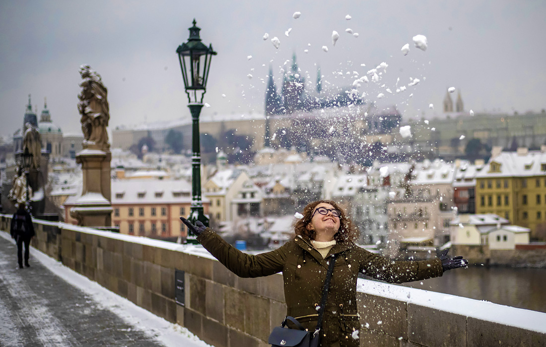 В Праге выпал первый снег