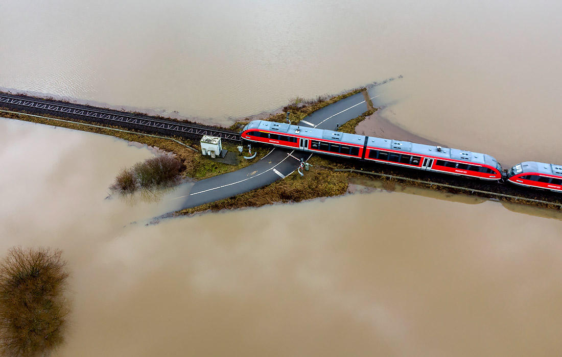 Наводнение близ Франкфурта, Германия