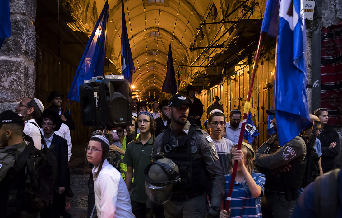 Еврейский марш через мусульманский квартал Старого города Иерусалима