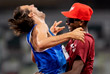 Легкоатлеты из Катара и Италии, разделившие золото в прыжках в высоту