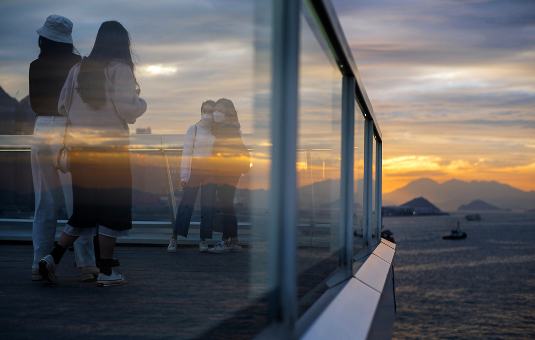 Гонконгская гавань Виктория на закате