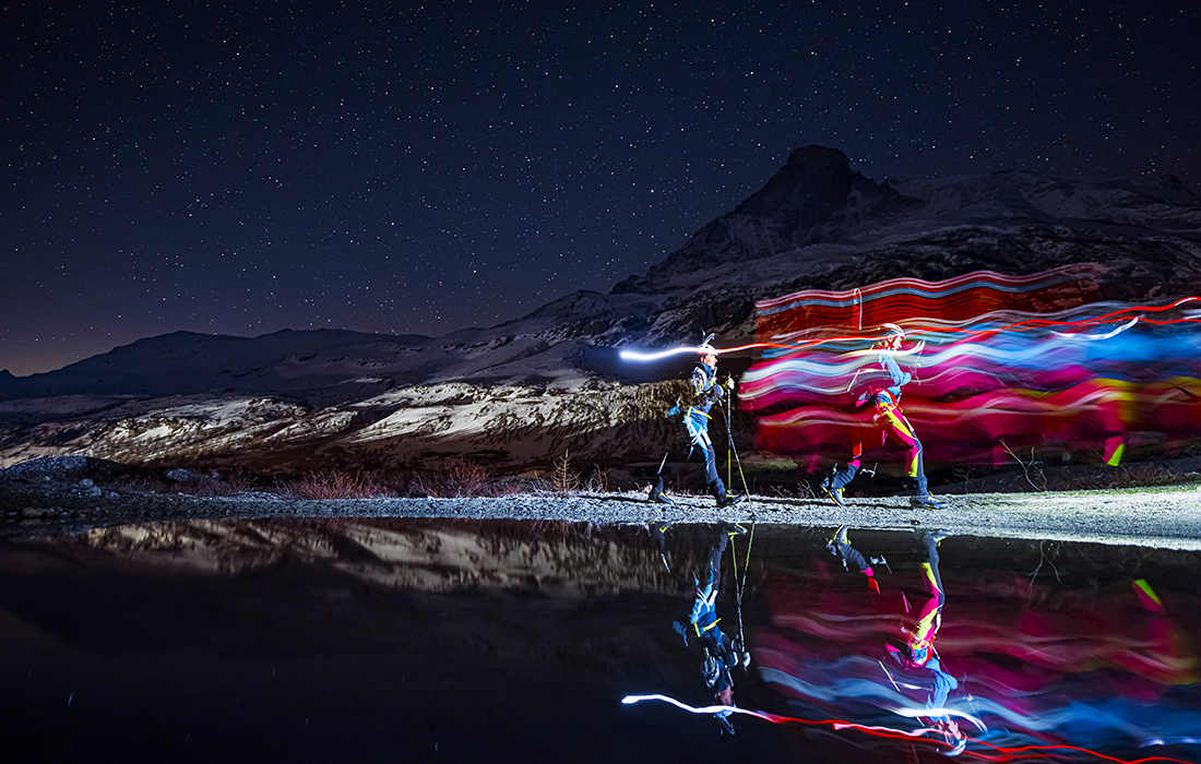 Лыжники в швейцарском Вербье