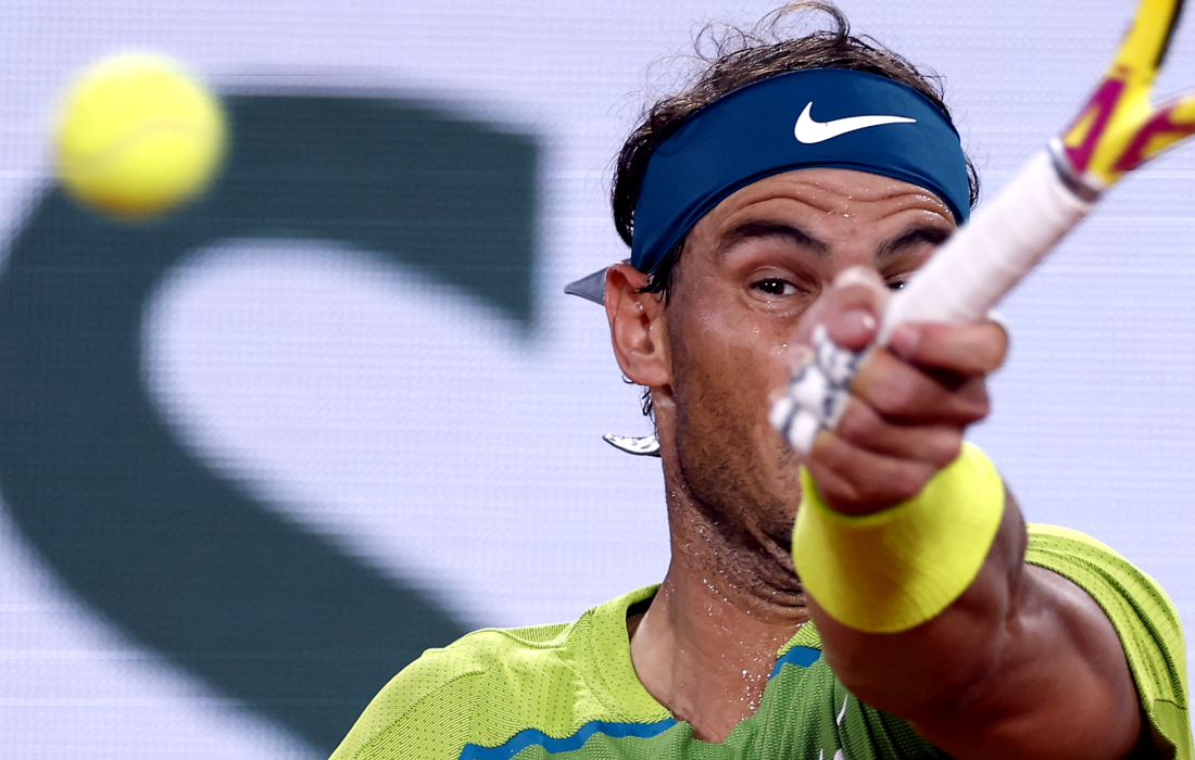 Рафаэль Надаль в полуфинальном матче против немца Александра Зверева на Roland Garros-2022