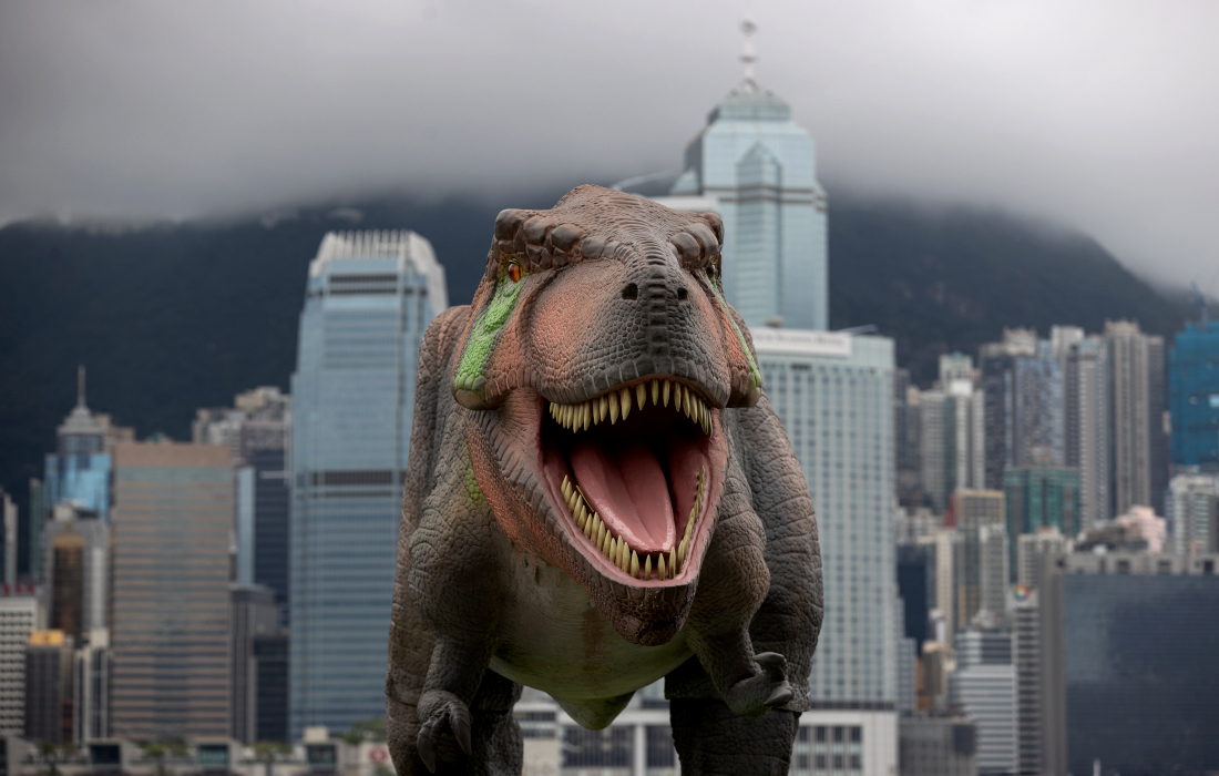 На набережной Гонконга установили фигуру тираннозавра Рекса в натуральную величину