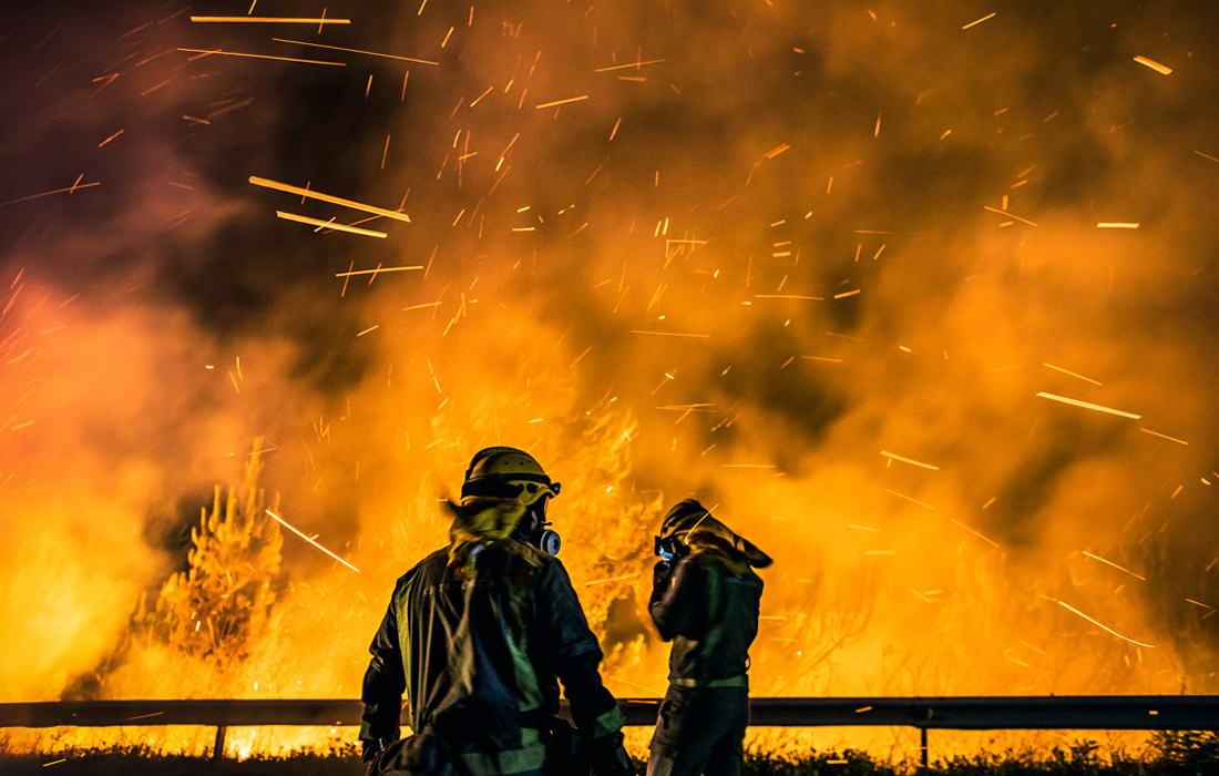 Лесной пожар в Галисии, Испания