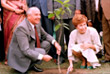 Михаил Горбачев и его жена Раиса сажают магнолию в Нью-Дели, Индия. Ноябрь 1986 года.