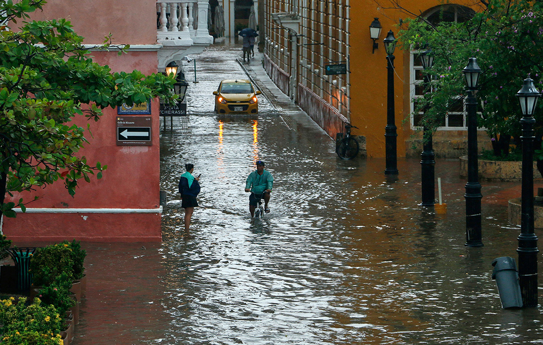 Наводнение, вызванное проливными дождями, в колумбийской Картахене