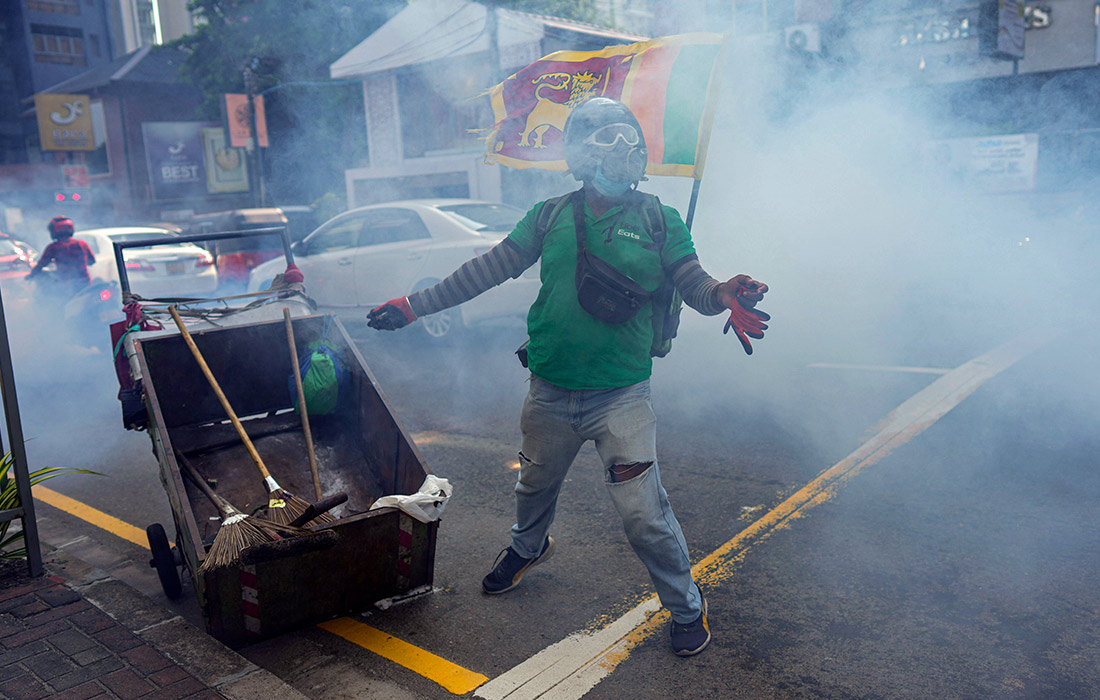 Антиправительственный марш протеста в Коломбо, Шри-Ланка