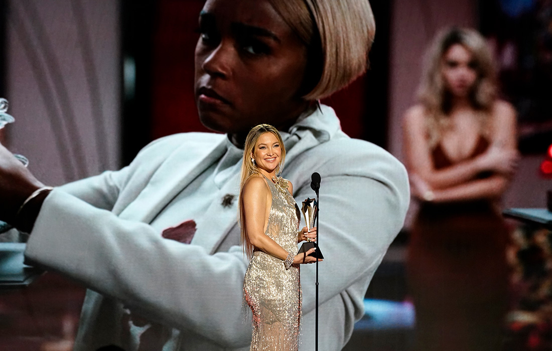 В Лос-Анджелесе прошла 28-я церемония вручения премии Ассоциации американских кинокритиков. На фото: актриса Кейт Хадсон.